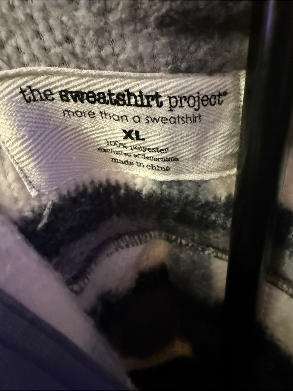 The Sweatshirt Project Plaid Sherpa Fleece Shacket Jacket XL Gray Contrast Trim - Picture 3 of 7